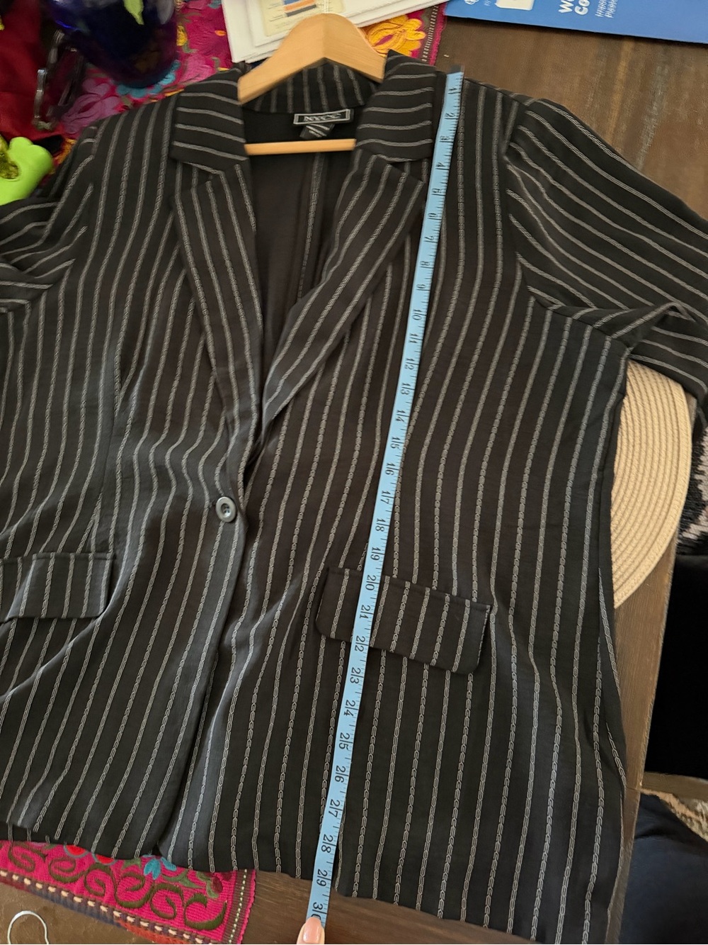 NYCC Black Pinstripe Single-Button Blazer - Picture 5 of 6